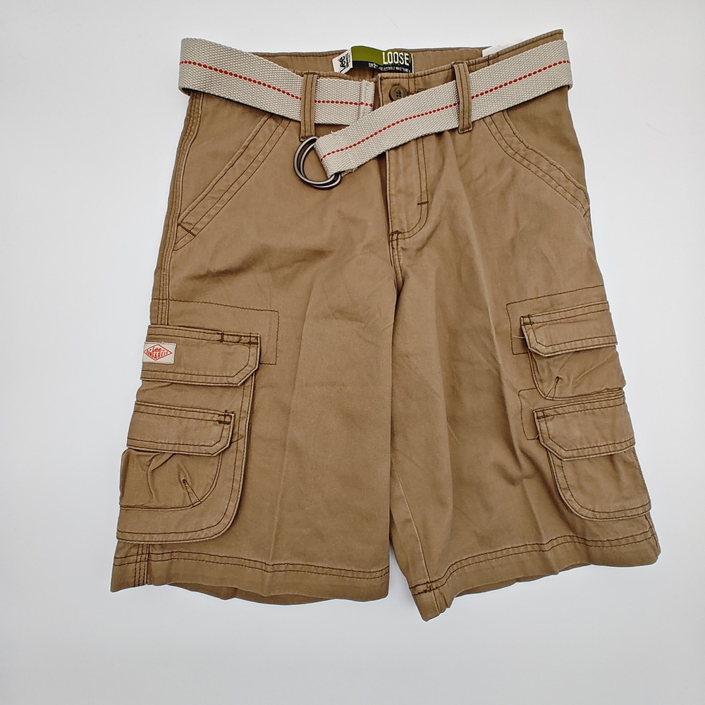 Lot 2 Lee Dungarees Youth Cargo Shorts Size 12 Regular w Belts Khaki‎ Gray - Picture 2 of 13